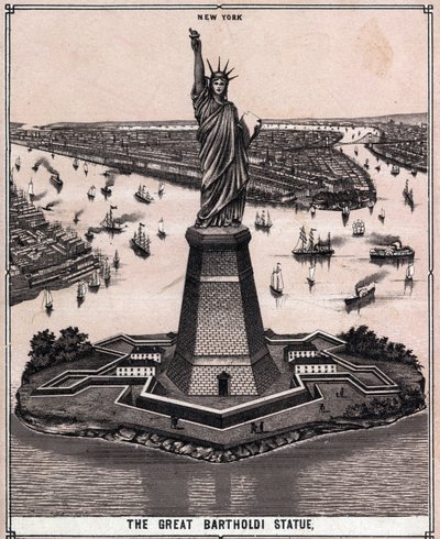 Den store Bartholdi-statuen i New York, USA i "Verden illustrerer 168 visninger"" Udatert (slutten av 1800-tallet) av Unknown artist