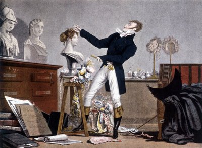 Frisøren - litografi, deb. 1800-tallet av Unknown artist