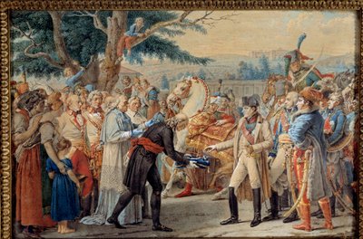 Overlevering av nøklene til Wien til Napoleon I (1769-1821) Keiseren returnerte til den østerrikske hovedstadens øde av Francois II av Habsburg 14.11.1805. 1800-talls billedvev. Ile D