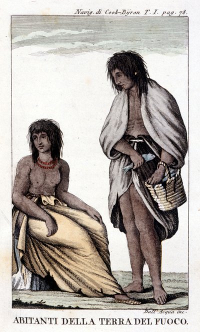 Innbyggerne i Ildlandet (Chile). av Unknown artist