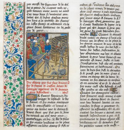 Den rettslige kampen til Jacques le Gris og Jean de Carrouges. Blomsterkant. av Unknown artist