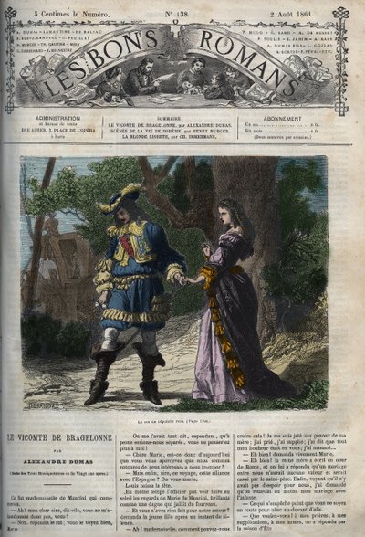 The last interview of Marie Mancini (1639-1715) with Louis XIV (1638-1715) before his departure from the court to Brouage on 22 June 1659, the exile organized by Cardinal Mazarin to keep him away from the king - Illustration takes from the “Viscount of Bra av Unknown artist