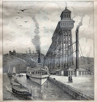 Heisene til Weehawken i USA - Gravering i "La Science francaise"" av Unknown artist