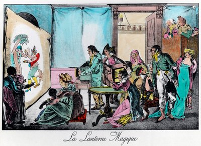 Den magiske lykten. 1800-talls gravering. Privat samling. av Unknown artist