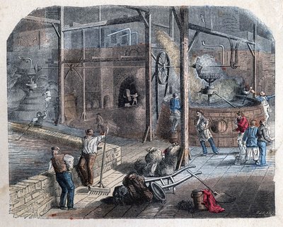 The manufacture of beer. 19th century illustration. Bianchetti collection. av Unknown artist