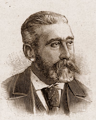 Medlemmene av Academy Francaise i 1895: portrett av Jose Maria (Jose-Maria) de Heredia (1842-1905), fransk poet. av Unknown artist