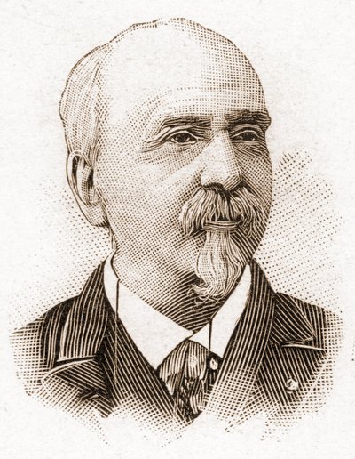The members of the Academy Francaise in 1895: portrait of Victor Cherbuliez (1829-1899), novelist, playwright, essayist, French literary critic. av Unknown artist