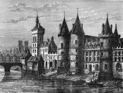 The palace of the city in Paris in the Middle Ages - in “Histoire de France”” by Henri Martin, sd. 19th century av Unknown artist