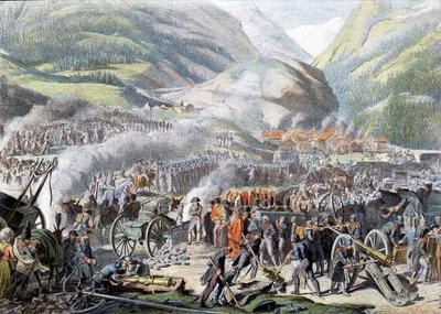 Passasjen av Mount St Bernard av Napoleon-hæren 16. mai 1800 - litografi av Unknown artist