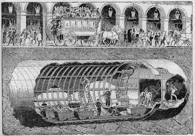 The piercing of the road under the street of Rivoli in 1895. av Unknown artist