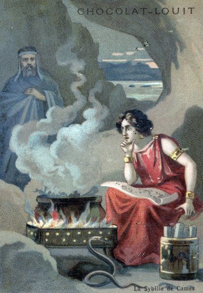 Prestinnen Cumean Sibyl som presiderer over det apollonske orakelet i Cumae, en gresk koloni som ligger i nærheten av Napoli, Italia av Unknown Artist
