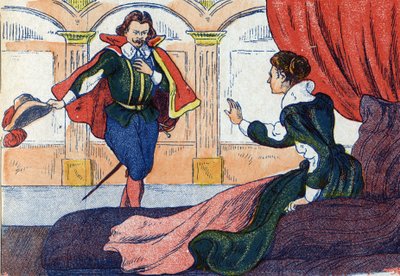 Prinsessen våkner. Illustrasjon for "La belle au bois dormant", fortelling av Charles Perrault (1628-1703), fransk forfatter. Anonym illustrasjon. Bilder Marcel Vagne, Jarville Nancy, udatert (slutten av 1800-tallet). av Unknown artist