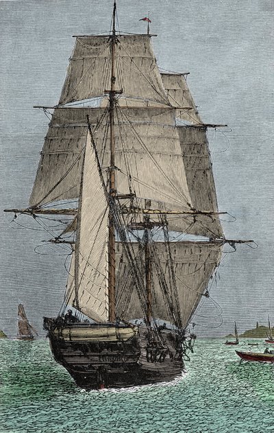 Skipet "Beagle" (ekspedisjon der Darwin deltok som naturforsker av Unknown artist