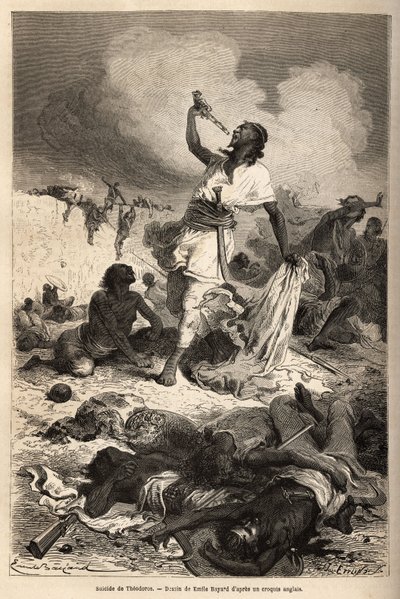 Selvmordet til Theodoros II, keiser av Etiopia (ca. 1818-1868), april av Unknown artist