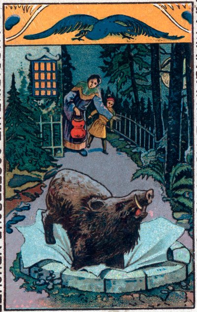Det forferdelige villsvinet. Kinesisk fortelling. Kromolitografi fra slutten av 1800-tallet. av Unknown artist