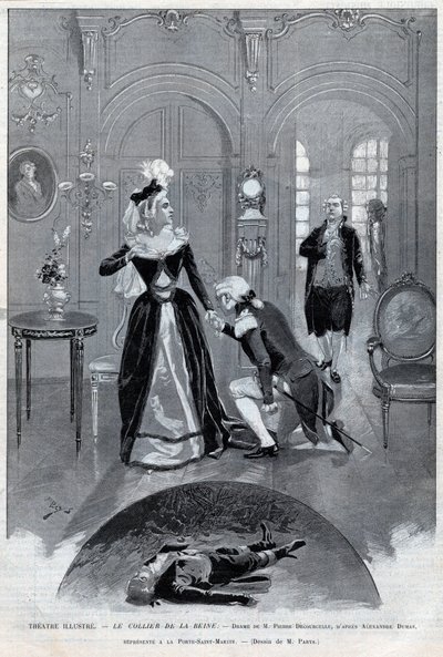 Teater berømt - "" Dronningens halskjede"" (Affære) drama av Pierre Decourcelle av Alexandre Dumas pere - "" Dronningens halskjede"" skuespill i 5 akter og 13 malerier, Paris, 31. januar 1895, Theatre de la Porte Saint-Martin av Unknown artist