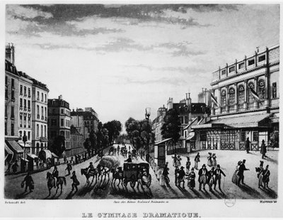 Teater: Dramatisk Gymnasium Boulevard Bonne Nouvelle - gravering av Unknown artist