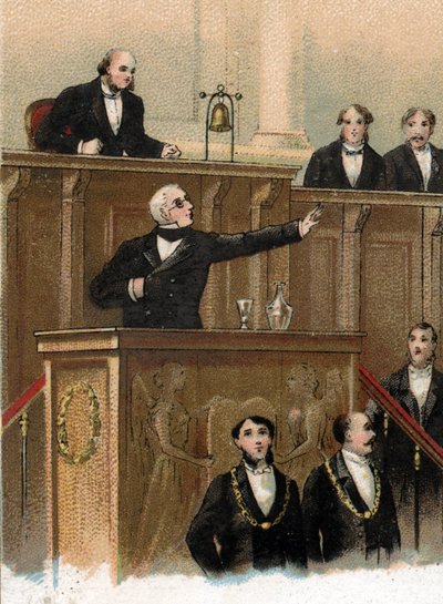 Det er bare én feil igjen ved å overgi Adolphe Thiers (1797-1877) til det lovgivende organet som forutsier hendelsene i 1870, 3. mai 1866 (Adolphe Thiers taler i et møtekammer i korpset lÃ av Unknown artist