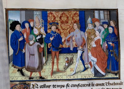 Thibaut III av Champagne (1179-1201), Louis (død 1205), greve av Blois og Chartres, og Baudouin IX av Flandern (eller Baudouin VI av Hainaut), kjent som Baudouin I av Konstantinopel (1171-1206), møtes. Miniatyr i "" Chronicle du temps de Herode Antipas""" av Unknown artist