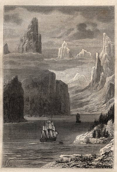 Tredje reise (1776-1779) av kaptein James Cook (1728-1779): Inngangen til prins William (prins William) (Alaska) - illustrasjon hentet fra "The Great Mariners of the 18th century"" av Unknown artist