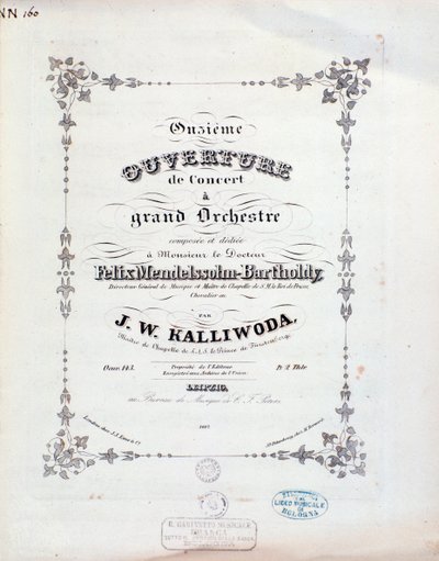 Tittelside til partituret til ouverture nr. 11 av Kalliwoda av Unknown artist