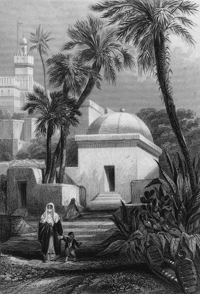 Tombs of the Moorish inhabitants in a cemetery of Algiers in Bab-el-Oued av Unknown artist