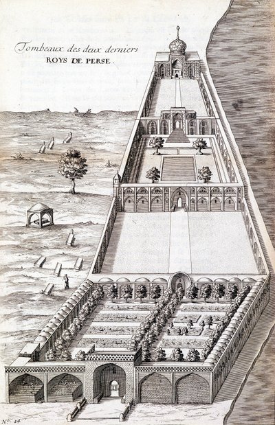 Gravene til de to siste kongene av Persia - i "" Dagbok over reisen til ridder Chardin, Persia og Øst-India, ved Svartehavet og kolkiden""" av Unknown artist