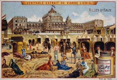 Turister på en strand i Scheveningen, Nederland av Unknown artist