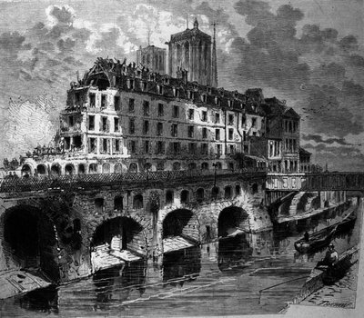 Transformationer av Paris under det andre imperiet, Haussmann Works: Demolition of the tidligere Hotel Dieu. av Unknown artist