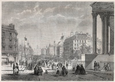 Transformasjoner av Paris under det andre imperiet, Paris Haussmann: dekorasjon av Boulevard Malesherbes, på dagen for innvielsen 13. august 1861 - Gravering i "" Le Monde Illustré"" av Unknown artist