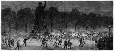 Translation of the statue of the Republique (Marianne in bronze, 9.50 m high), from the workshops of Mr. Thiebaut at the Place de la Republique in Paris in 1883 av Unknown artist