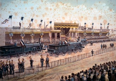 Transport: innvielse av jernbanelinjen mellom Paris og Strasbourg. 1864. Gravering Paris, B.N. av Unknown artist