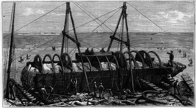 Transport av obelisken kjent som "Needle of Cleopatra" fra Egypt til England av Unknown artist