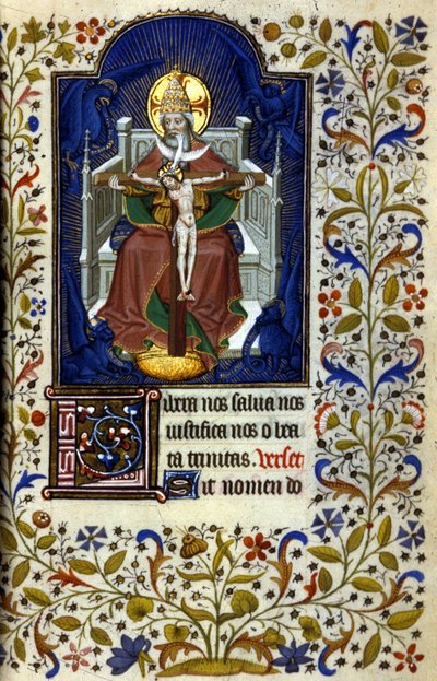 Treenighet. Miniatyr, tidlig på 1400-tallet. Bibl. Trivulziana, Milano. av Unknown artist