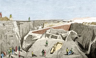 Troja-utgravninger ledet av Heinrich Schliemann, sd. 1800-tallet. av Unknown artist