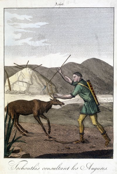Tschutkis-mann som konsulterer auspures (Asia). av Unknown artist