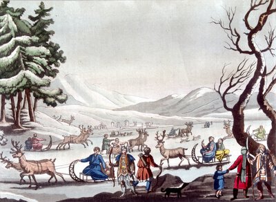 Tunguser, Sibir. Tegning av Cartelli. Library of Decorative Arts i Paris. "" Den eldgamle og moderne drakten"" av Unknown artist