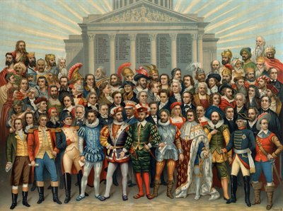 UNIVERSAL PANTHEON OF MAIN MEN CELEBRES chromolithography of Sauvage cir av Unknown artist