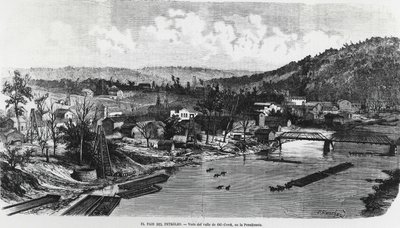 USA: Oljelandet i Pensylvania, Oil Creek Valley. av Unknown artist