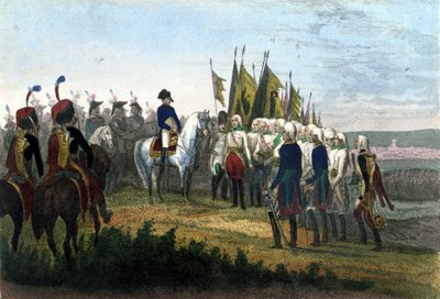 Ulm overgi seg. 20.10.1805. Den østerrikske hæren beseiret troppene til Napoleon. Gravering av 1800-tallet. av Unknown artist