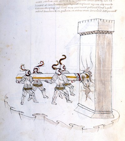 Bruk av en belier under et overfall på 1500-tallet. av Unknown artist