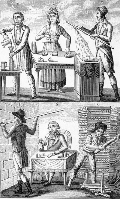 Bruk av nye vekter og mål i 1795. av Unknown artist