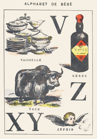 V X Y Z: tallerkener, xeres, yak, zephyr av Unknown artist
