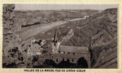 Vallee de la Meuse: utsikt over Creve Coeur (Creve-Coeur eller Crevecoeur), Wallonia, Belgia. Kromolitografi fra slutten av 1800-tallet. av Unknown artist