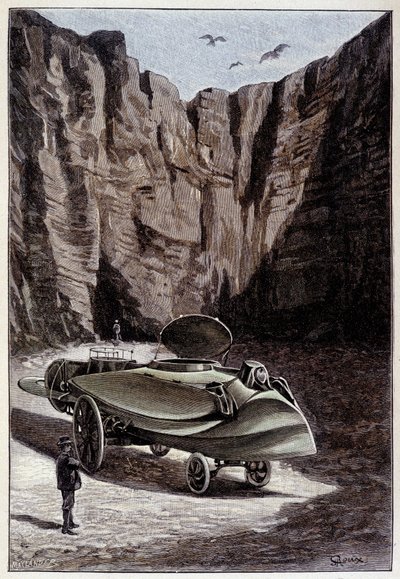 Vehicle "" fusiforme"" - i "" The Master of the World"" av Jules Verne av Roux av Unknown artist