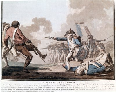 Vendées opprør: den unge Darruder. Dette er et eksempel på patriotisk heltemot siden Darruder var en 14 år gammel gutt som tok våpenet til faren som lå død for å drepe leiemorderen og fortsette kampen. 1793. av Unknown artist