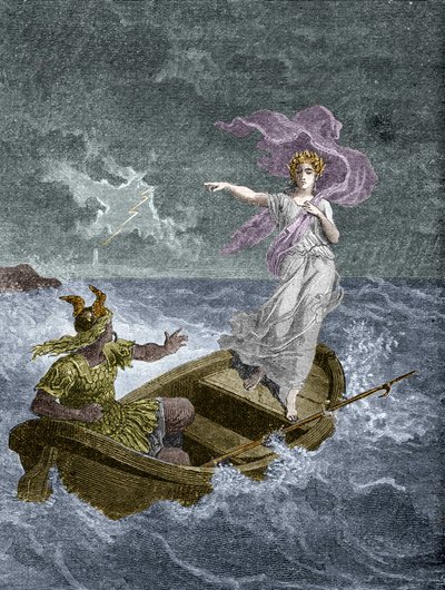 Vercingetorix og Druidess. I "History of the magic of the overnatural world and Fatality through time and people", Furne Jouvet et et Cie editors (1880). av Unknown artist