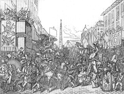 Via del Corso in Rom während des Karnevals von 1836 von Unknown artist