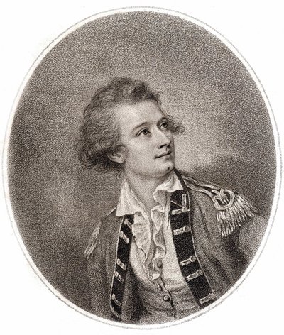 Vicente Lunardi, an Italian aeronautic, who made the first balloon climb in England on 14 Sept. 1784. Engraving from the end of the 18th century. av Unknown artist