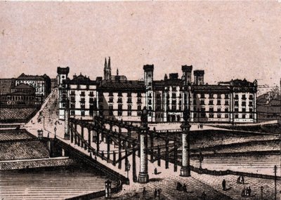 Wien (Wien), Østerrike: utsikt over arsenalet til prins Rudolphe og broen til Augarten. i "" Verden illustrerer 168 visninger"" Udatert (slutten av 1800-tallet) av Unknown artist